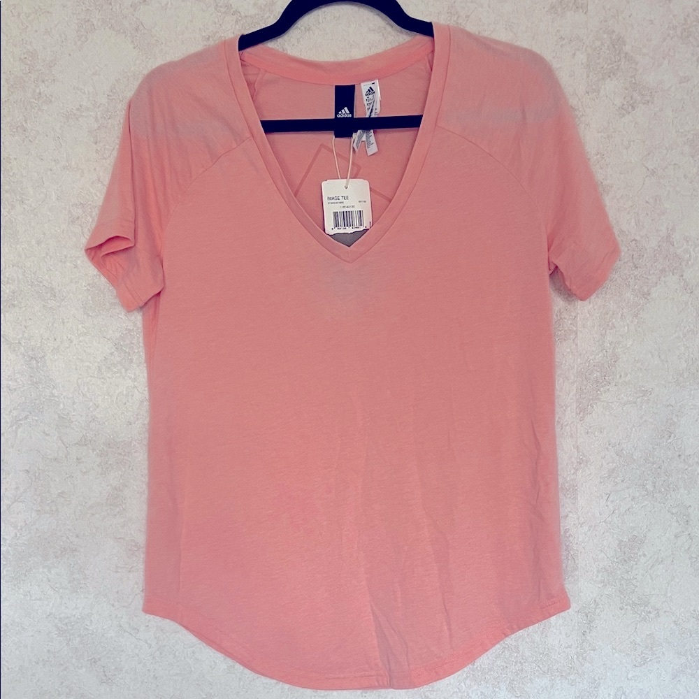 Adidas Women's Coral V-Neck‎ Image Tee size M